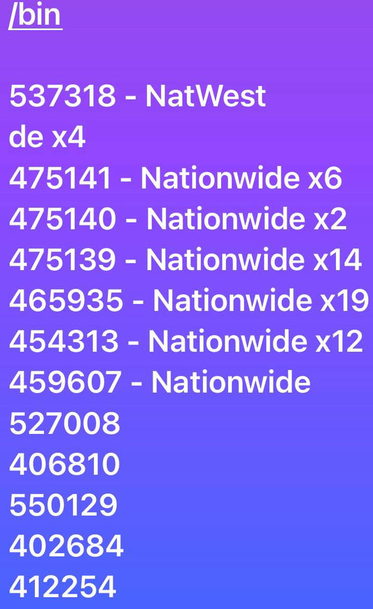 bin list 4